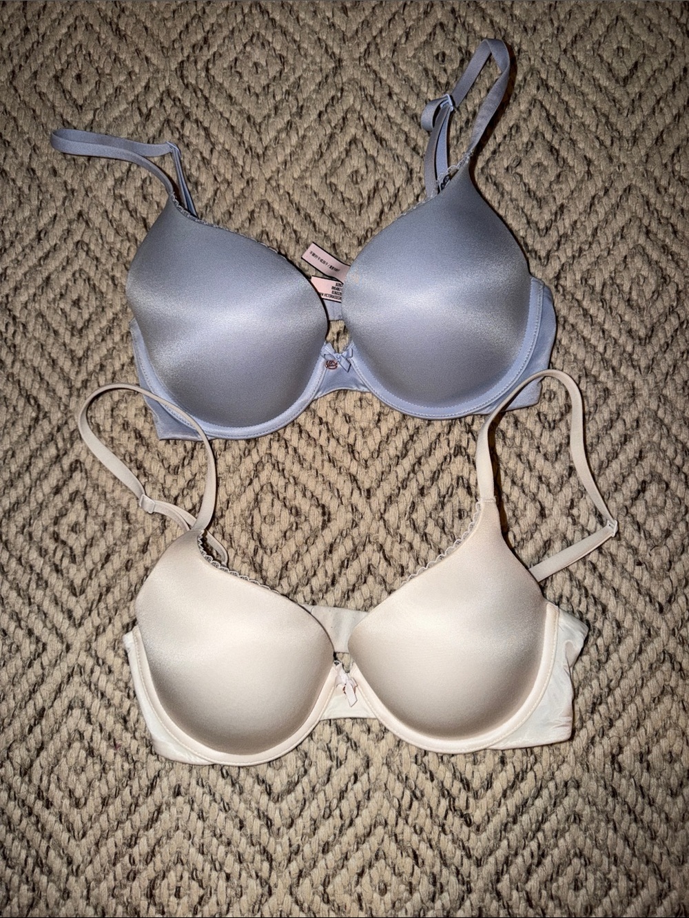 Victoria's Secret Padded T-Shirt Bras in Light Blue and Cream